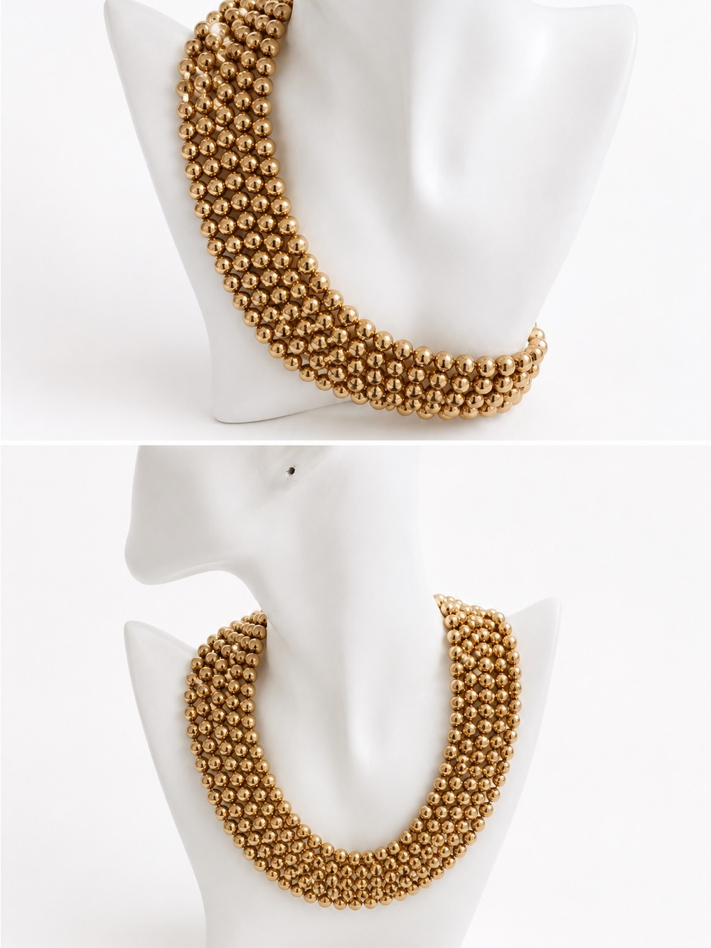 Gold Beaded Collar Necklace - Elegant Statement Jewelry